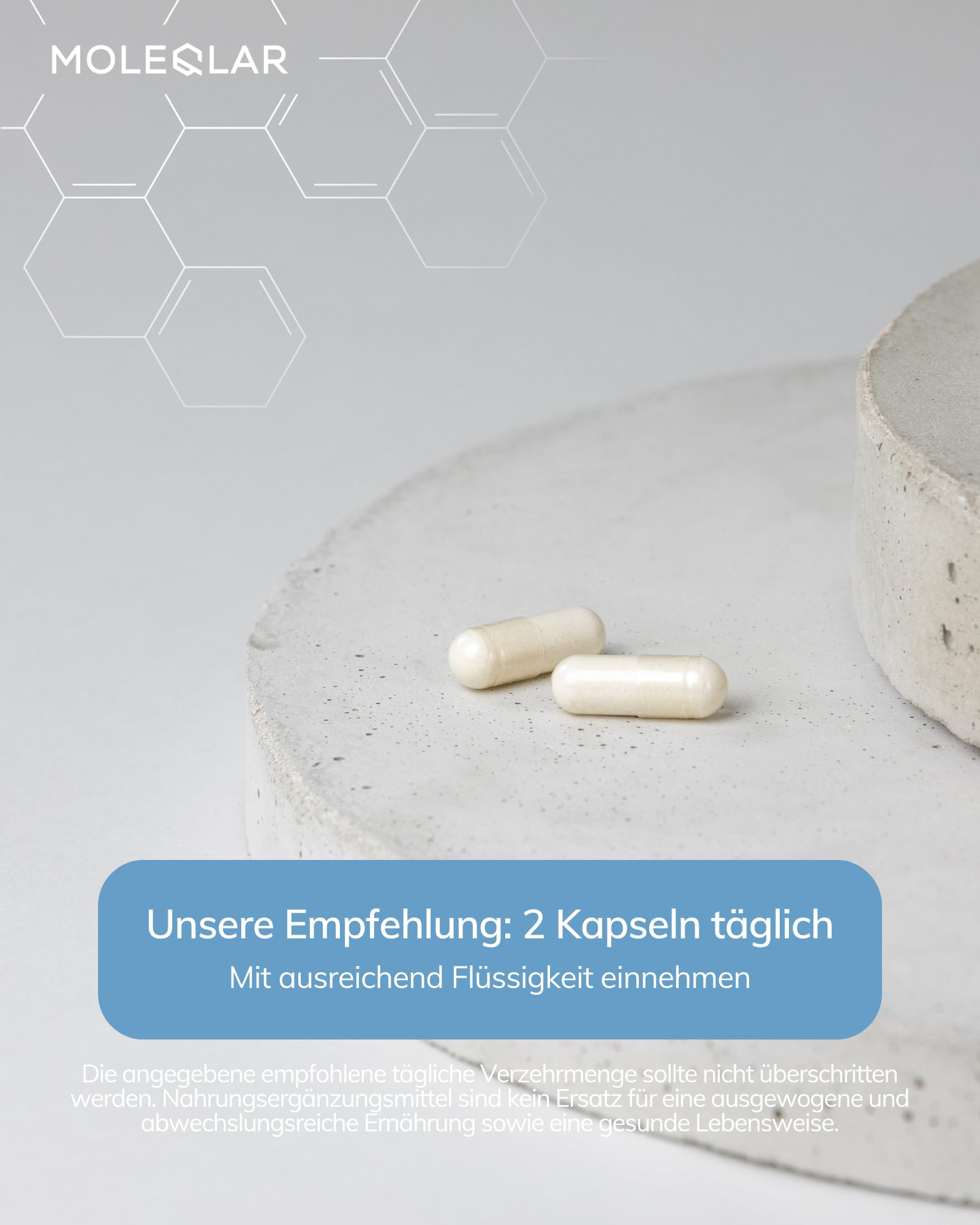 MoleQlar GlyNAC Kapseln 120 Stück - 600mg Glycin & 600mg NAC (N-Acetyl-Cystein) pro Portion - Glutathion Vorläuferkomplex - vegan & glutenfrei - Zertifiziert in DE