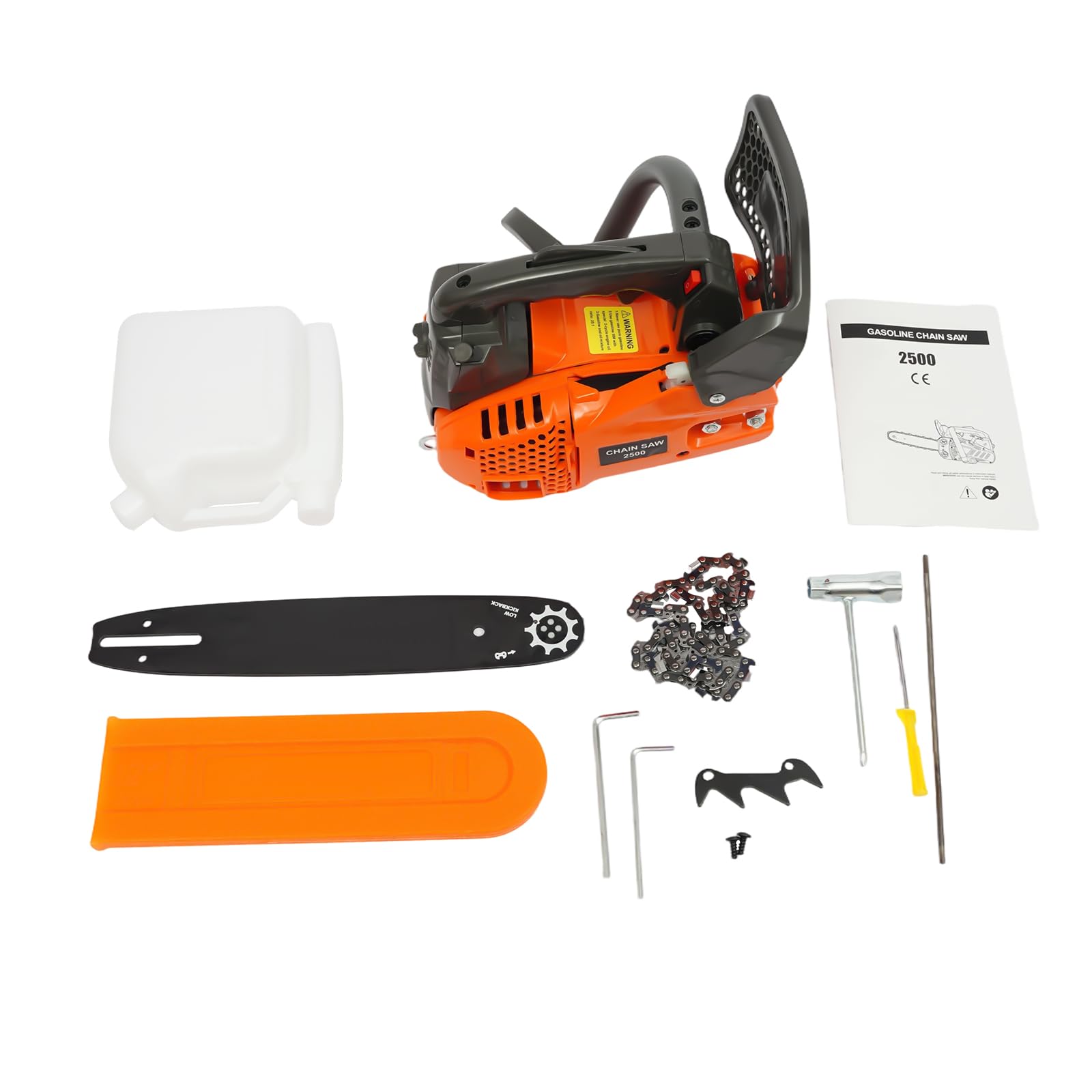 Motosierra de gasolina de 25,4 cc, motor de 2 tiempos, motosierra ligera de gasolina con bloqueo de seguridad y mango superior, motosierra compacta de gasolina para jardinería, corte de árboles, leña