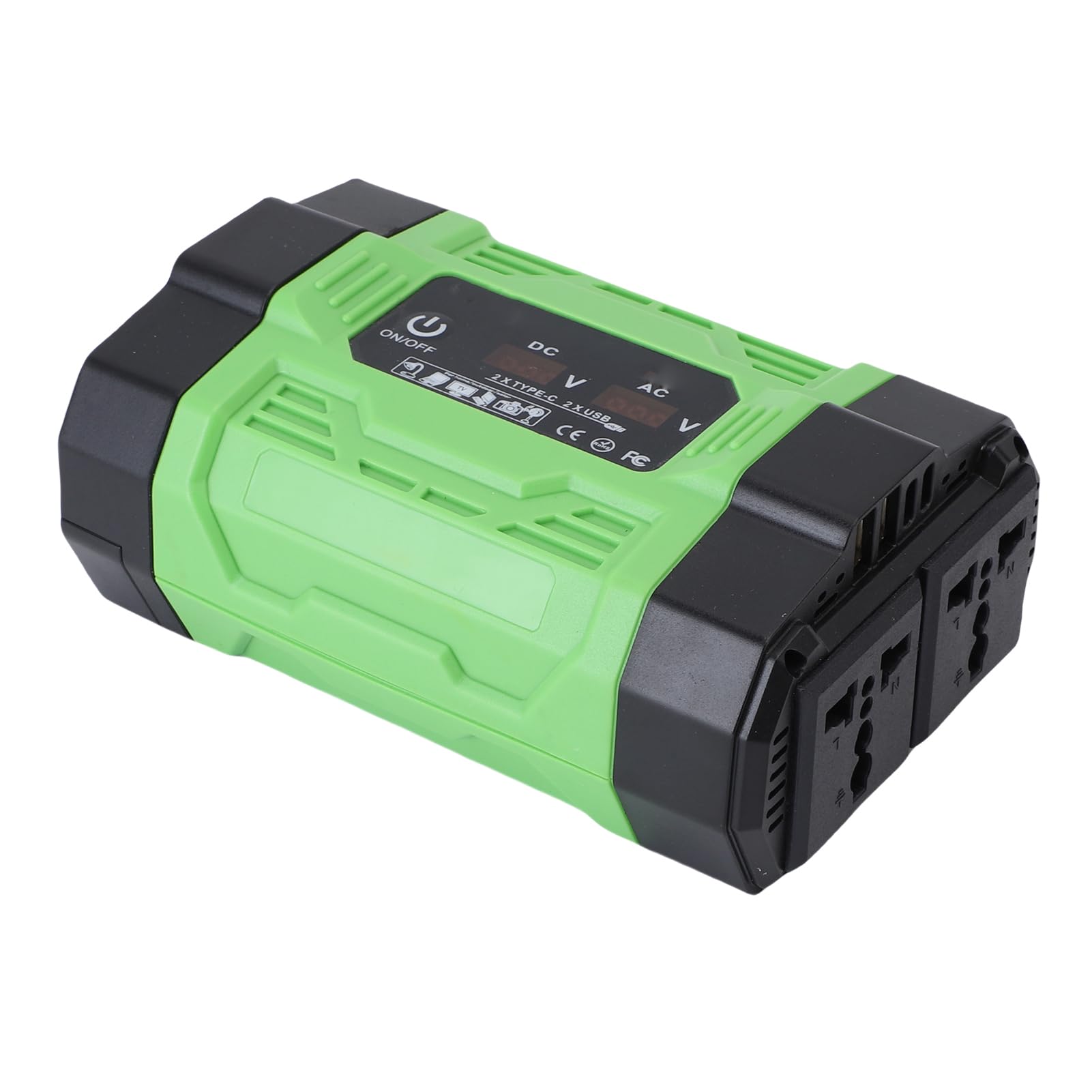 Eujgoov Cargador Inversor de Corriente para Automóvil de 300 W, 12 V A 220 V CA, con 2 Tomas de CA, 2 Puertos USB C PD, Puertos USB A QC, Pantalla Digital para Carga en Movimiento