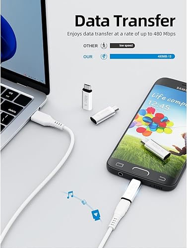 Vista 18 de ARKTEK Adaptador USB C a Micro USB, paquete de 4 conectores tipo C hembra a micro USB macho, compatible con carga y sincronización de datos, Negro