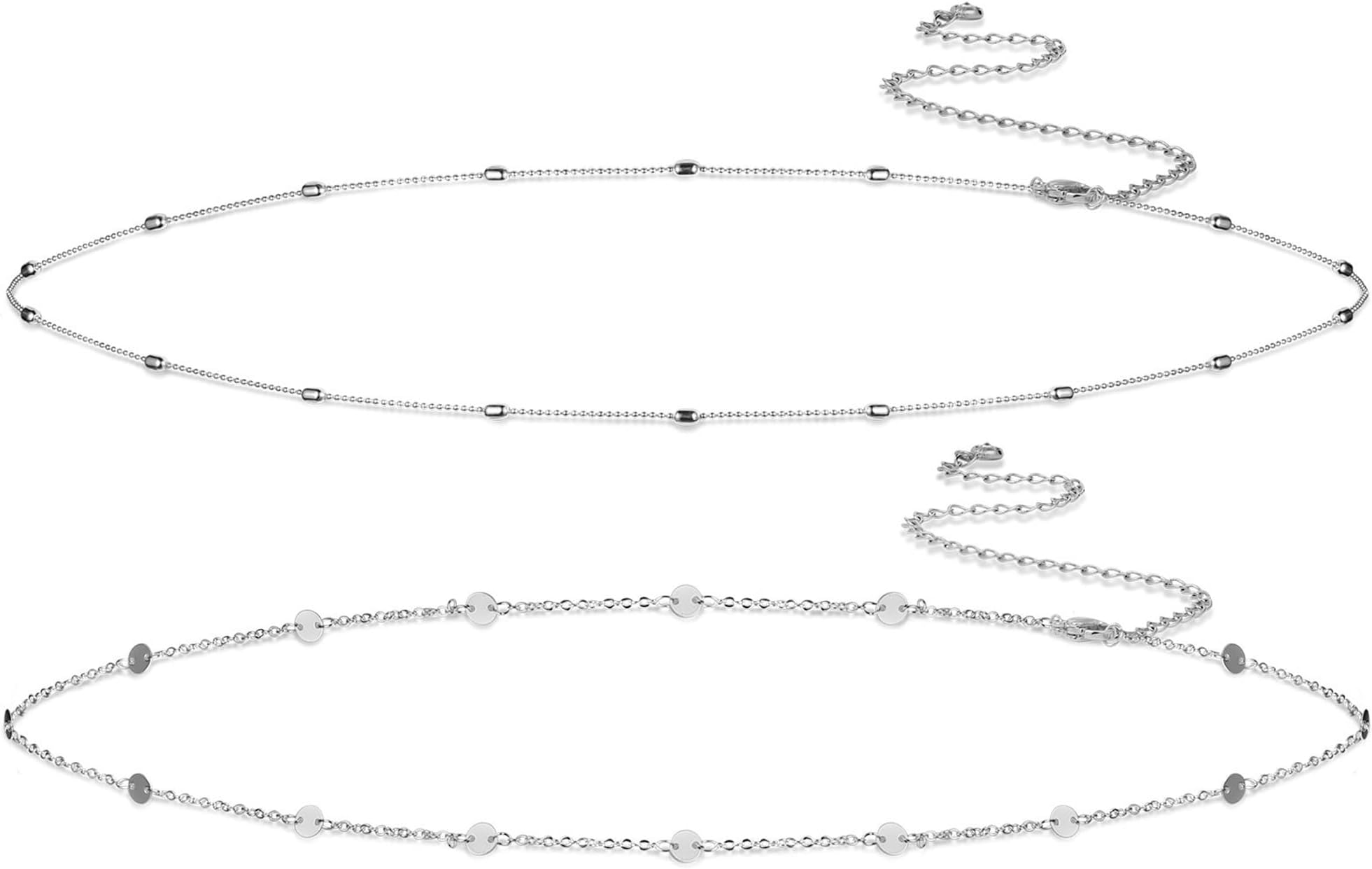 14K Gold Plated Body Chains Dainty Boho Layered Beach Waist Chain Adjustable Bikini Belly Chain Jewelry Accessories for Women Sexy