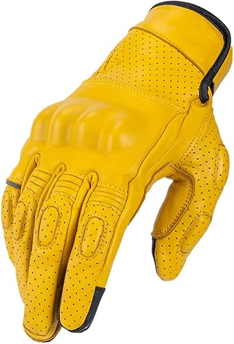 Miniatura 1 de VCOROS VG20 Guantes de piel auténtica para motocicleta con pantalla táctil para adultos carreras de carretera crucero motero ATV Powersport con