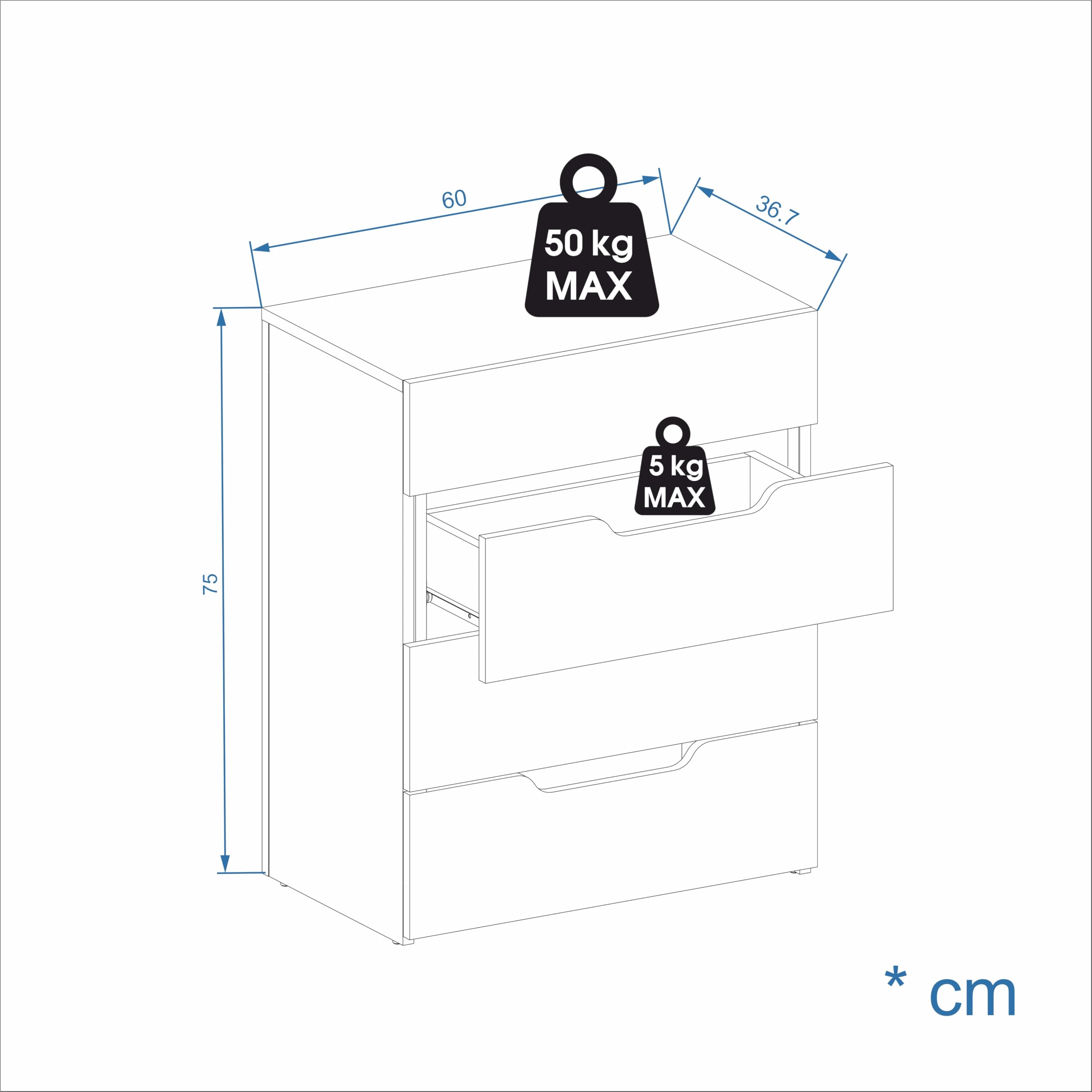 Komto Bureau Pliable Blanc avec 3 Tiroirs – Table Informatique PC, Meuble de Travail Gain de Place pour Petit Espace | FOLDY 128 x 60 x 75 cm
