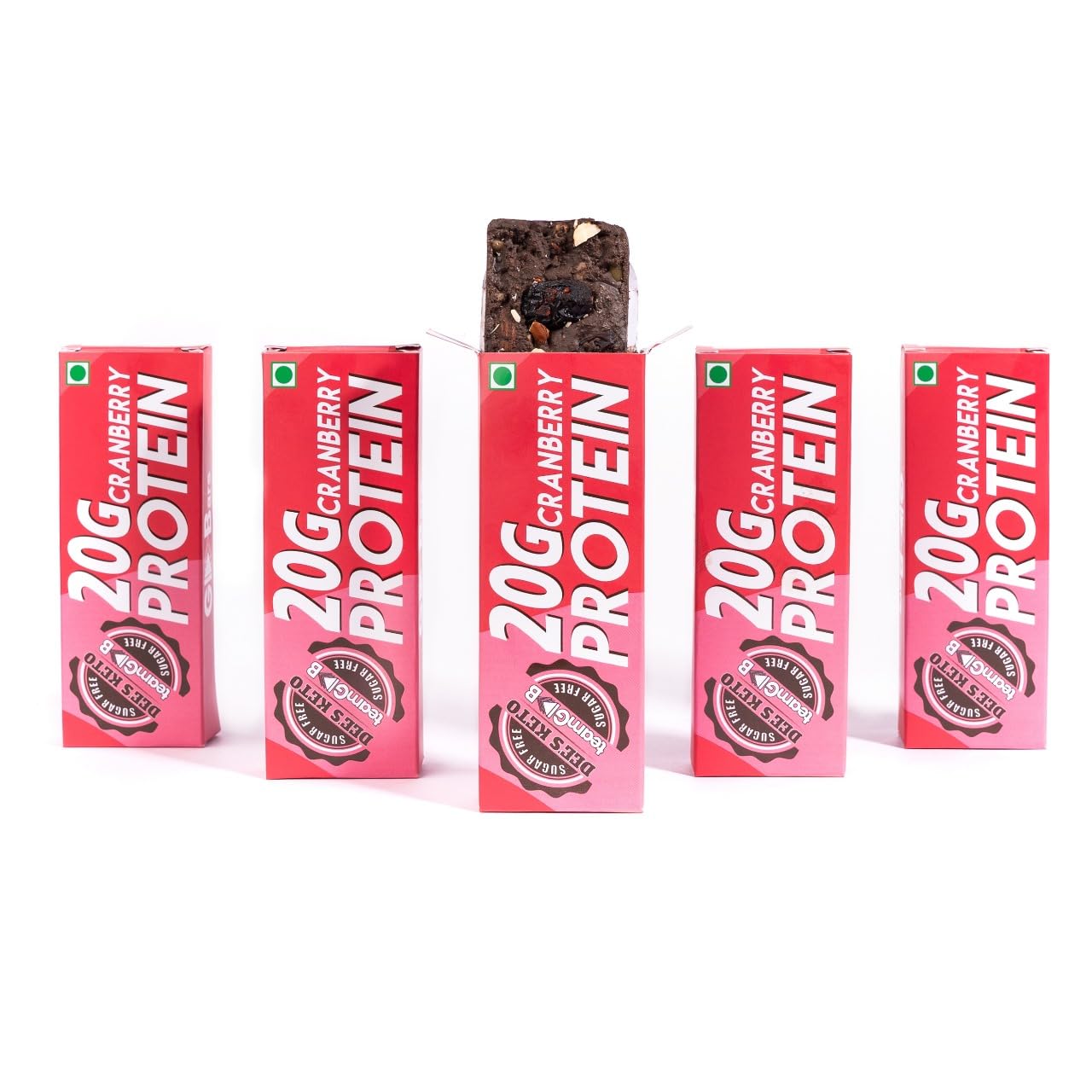 DEE'S KETO Cranberry 20g Protein Bar (Pack of 5) Each bar of 60gm