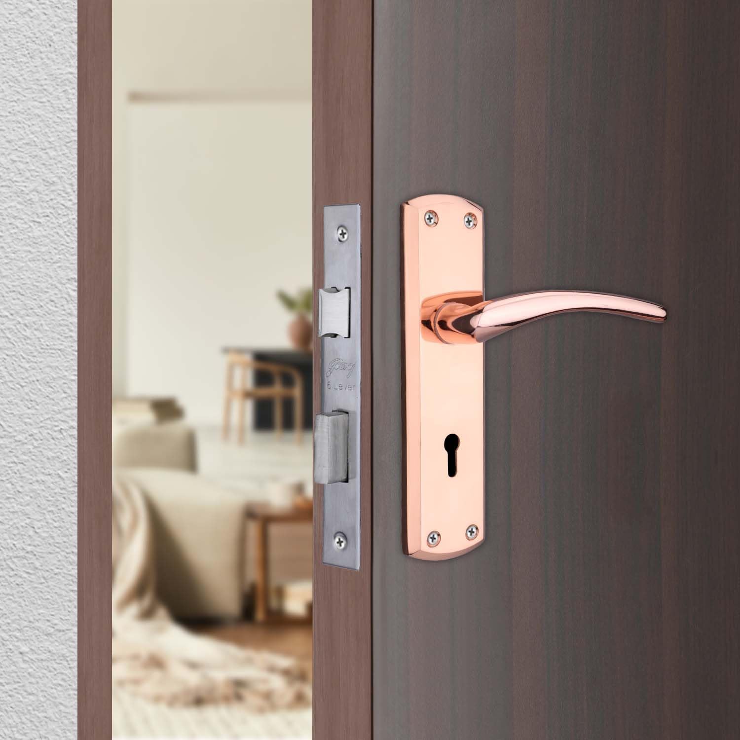 Godrej Metal Mortise Lock I Mortise Handle Lock For Office & Internal Doors Of Residential & Commercial Complex I 6 Lever Elc- 01 I Door Thickness Upto 25Mm To 45Mm (Rose Gold)-image-49