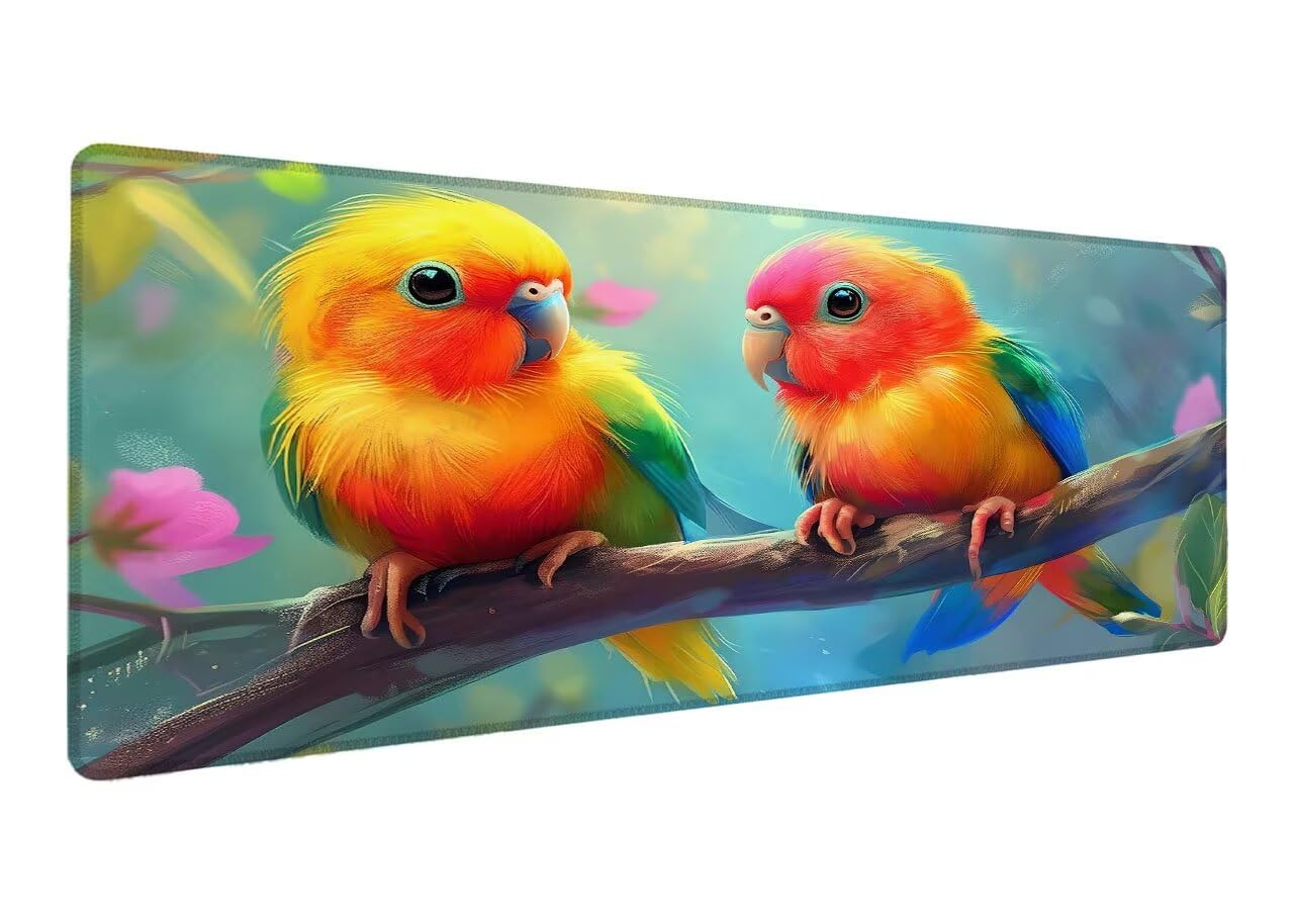 Podkładka pod mysz XXL 1200 x 600 x 3 mm, podkładka pod mysz dla ptaków dla graczy, duża podkładka pod biurko, antypoślizgowa gumowa podstawa, szyte krawędzie, wodoodporna podkładka pod mysz dla