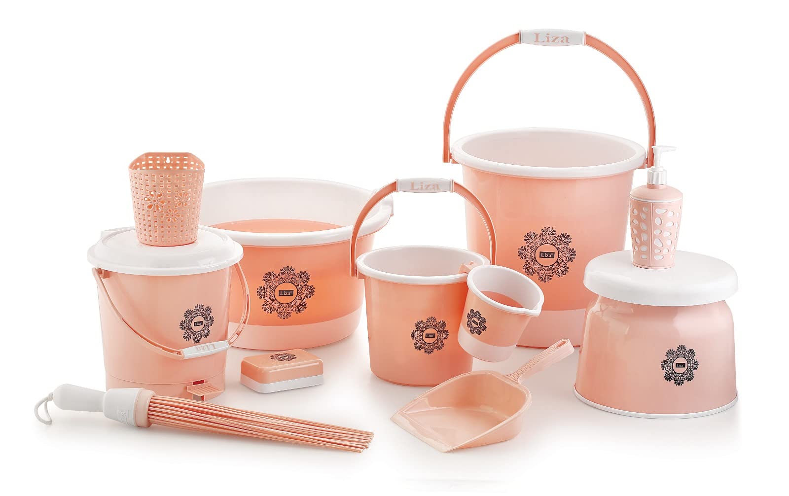 LD LUCIDO DECORE 11 pcs Bathroom Accessories Set Plastic Bath Set Bathroom Bucket, Mug, Stool, Soap Case, Tub and Dustbin 11 Piece Combo Set for Home, Kitchen & Bathroom (Peach) (B0C1SQF2B6) Amazon Price History, Amazon Price Tracker