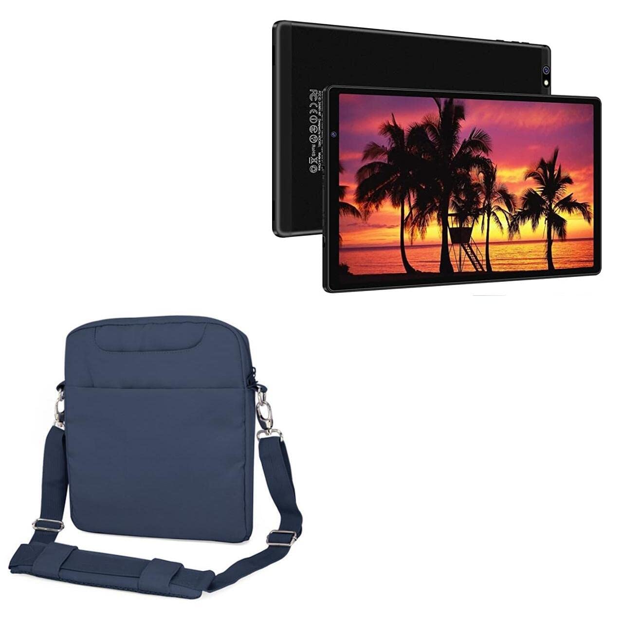 BoxWave Case Compatible with AOCWEI Android 11 Tablet X500 (10 in) - Encompass Urban Bag, Over Shoulder Messenger Straps Handle Bag Pockets - Navy