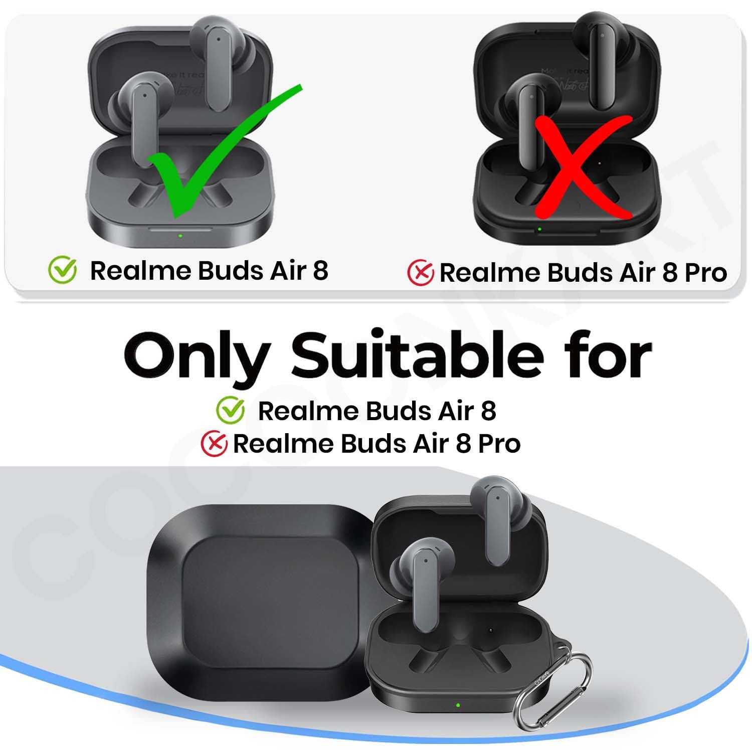 Soft Silicone Case Cover Compatible for Realme Buds Air 8 (Black) — Amazon image 2