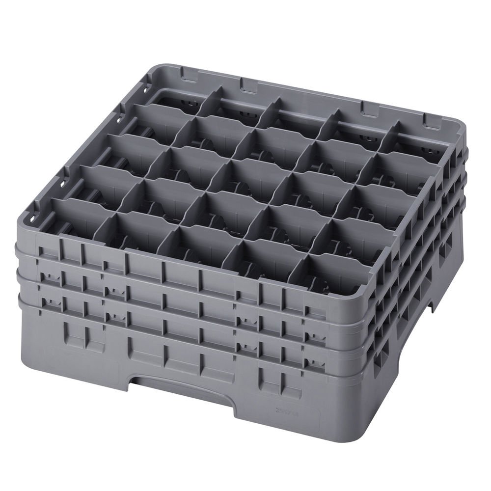 Camrack Glass Rack, W/3 Extenders, Full Size, Low Profile, 25 Compartments, 3-1/2'' Max. Dia., (3 Pieces/Unit)