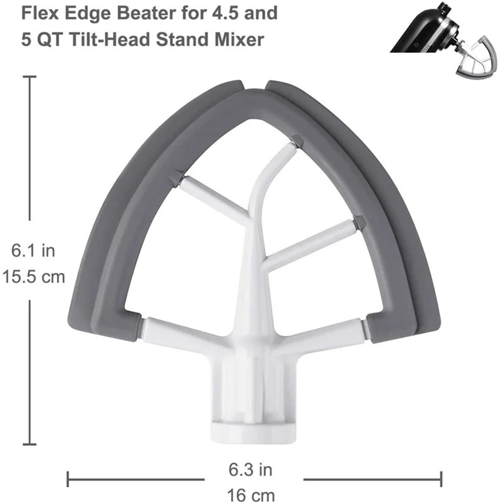 Silikonowe mocowanie wiosła Flex Edge, kompatybilne z KitchenAid, 4,5-5 QT Tilt-Head Stand Mixer Auto Bowl Scraper Beater Część zamienna