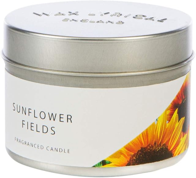 WAX LYRICAL Fragranced Candle Tin Sunflower, Burn Time Approx 20 Hours,White