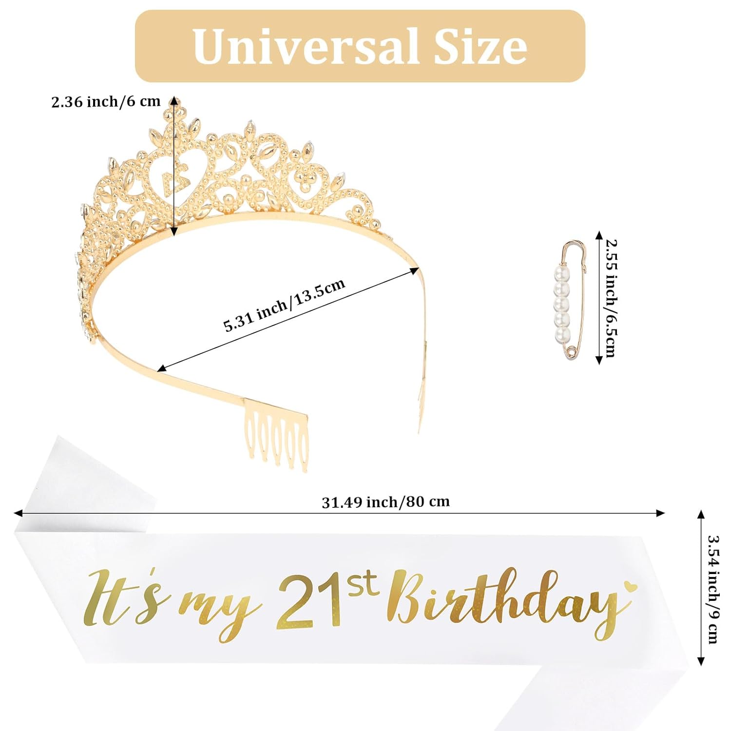 Happy 21st Birthday Decorations for Her with Happy 21st Birthday Sash for Women & Twenty-one Crown 21 years old Gifts for Her - Image 5