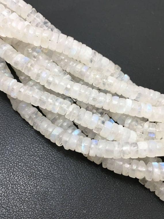 Perles de gemmes en forme de roue de 5 mm en véritable pierre de lune - 4