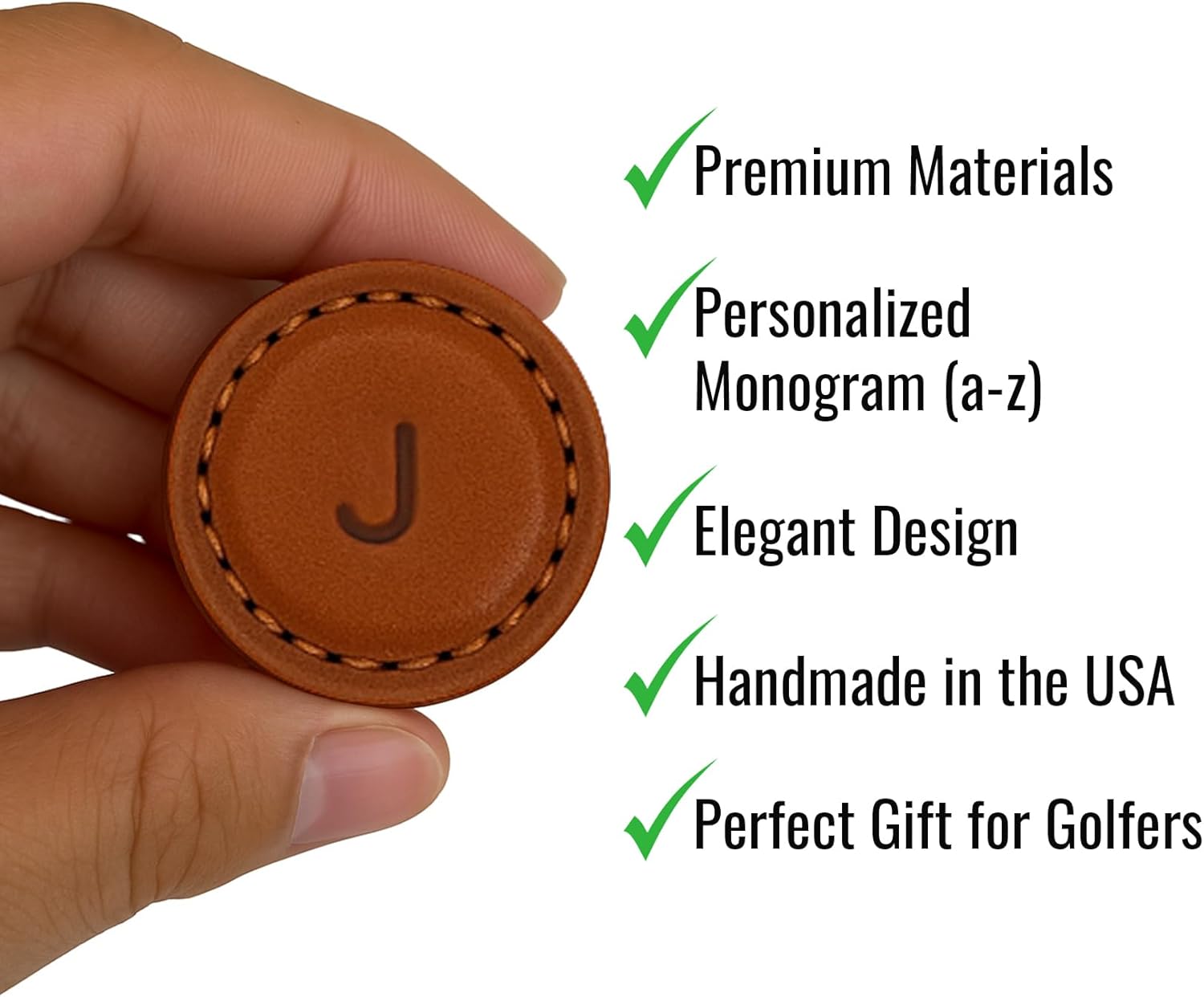 Northwind Supply Personalized Leather Golf Ball Markers (Set of 2) – Monogrammed Full Grain Genuine Leather, Handmade in USA – Custom Golf Accessories for Men, Durable Gift for Golfers