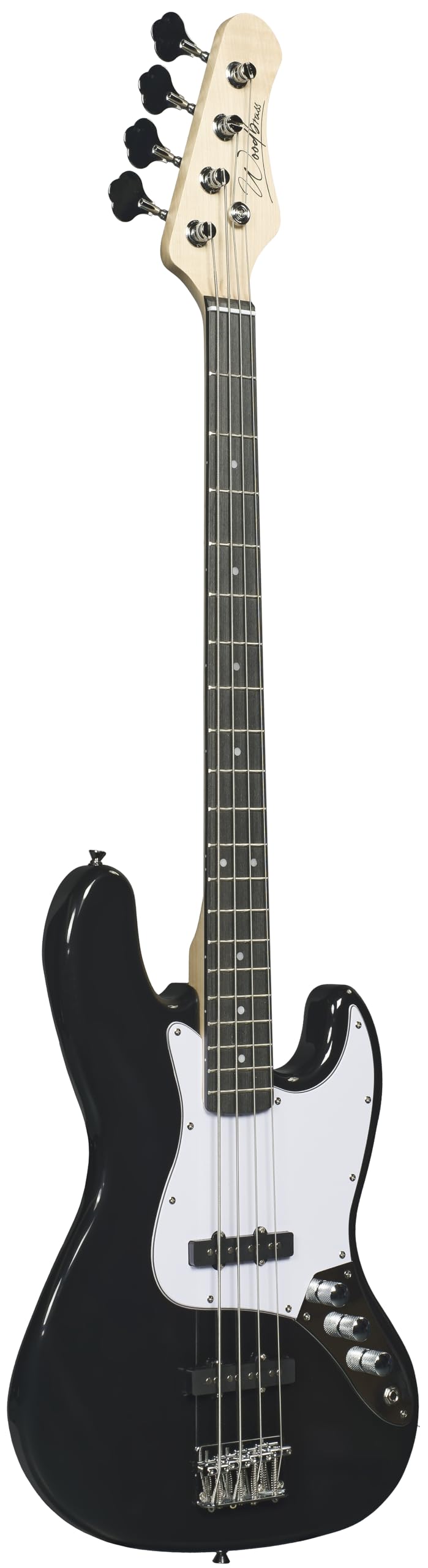 Bajo eléctrico Woodbrass JB100 negro - Guitarra baja versátil para principiantes, cuerpo de madera JB Tilo americana - Estilo rock, pop, funk, country, hard, metal