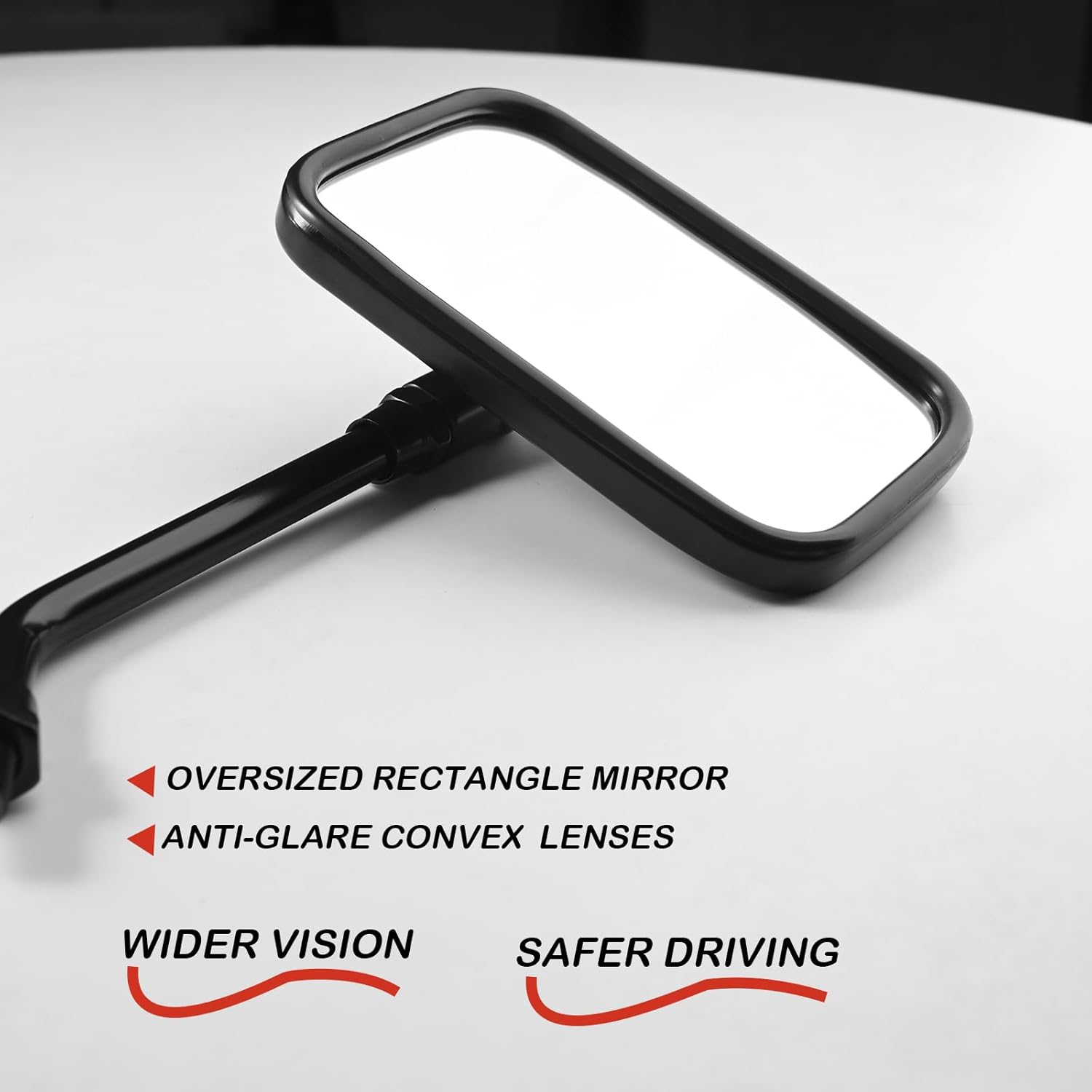 Motorcycle Mirrors, 10mm Bolt Motorcycle Handlebar Rectangle Rear view Side Mirrors, Compatible with Kawasaki Honda Suzuki Cruiser Scooter