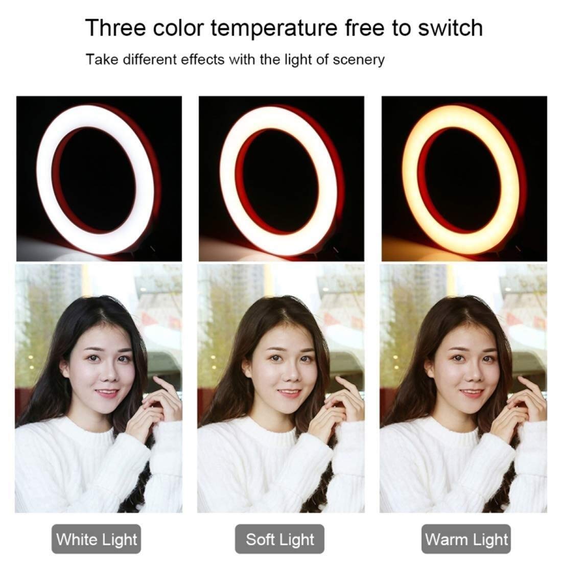 Luce ad Anello LED da 7,6 '' Luce ad Anello per Selfie ， Luce ad Anello dimmerabile RGB ， per Telefono TikTok Trucco Youtube Video Blogger Ripresa, Ritratto, Selfie