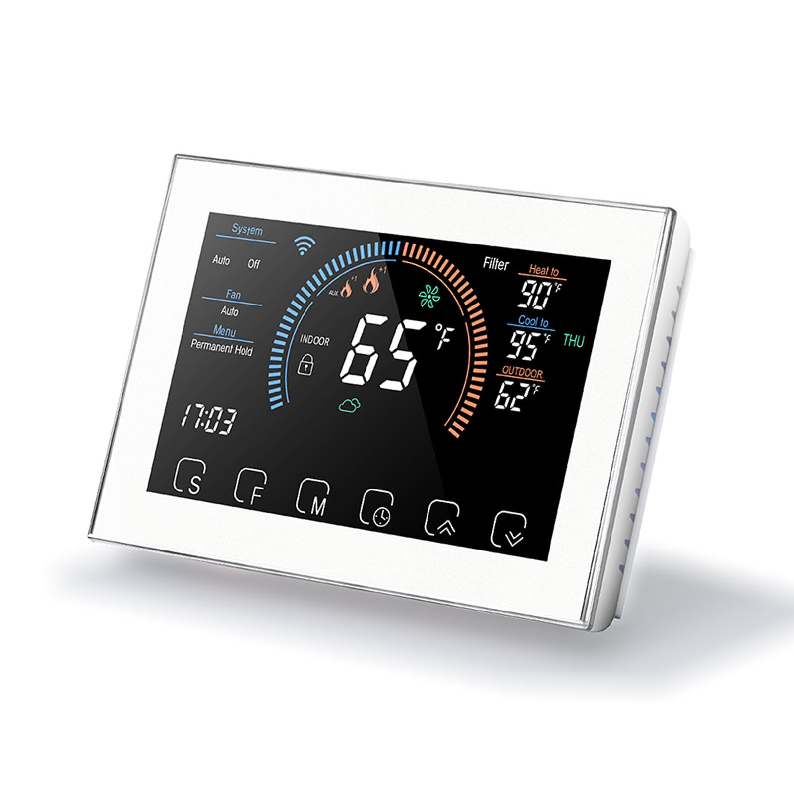Topiky Termostato Programmabile per Pompa di Calore con Adattatore Cavo C LCD Touch per Climatizzazione Domestica ABS 1 unità (WHITE)
