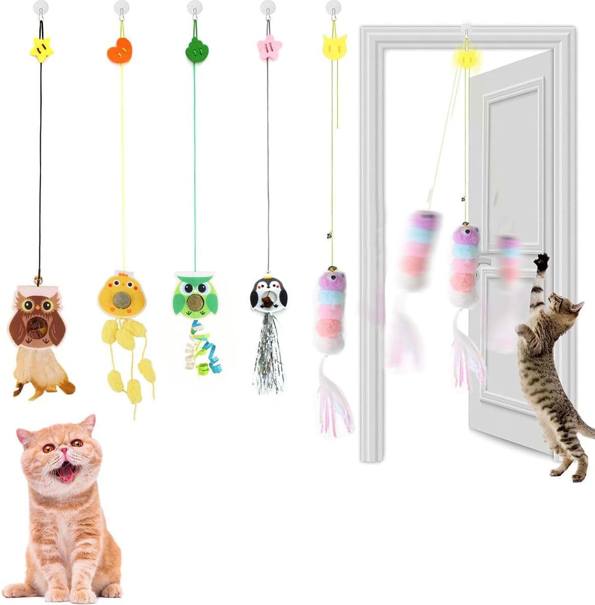 Ewfymy 5 PCS Cat Door Toy, New Interactive Door Hanging