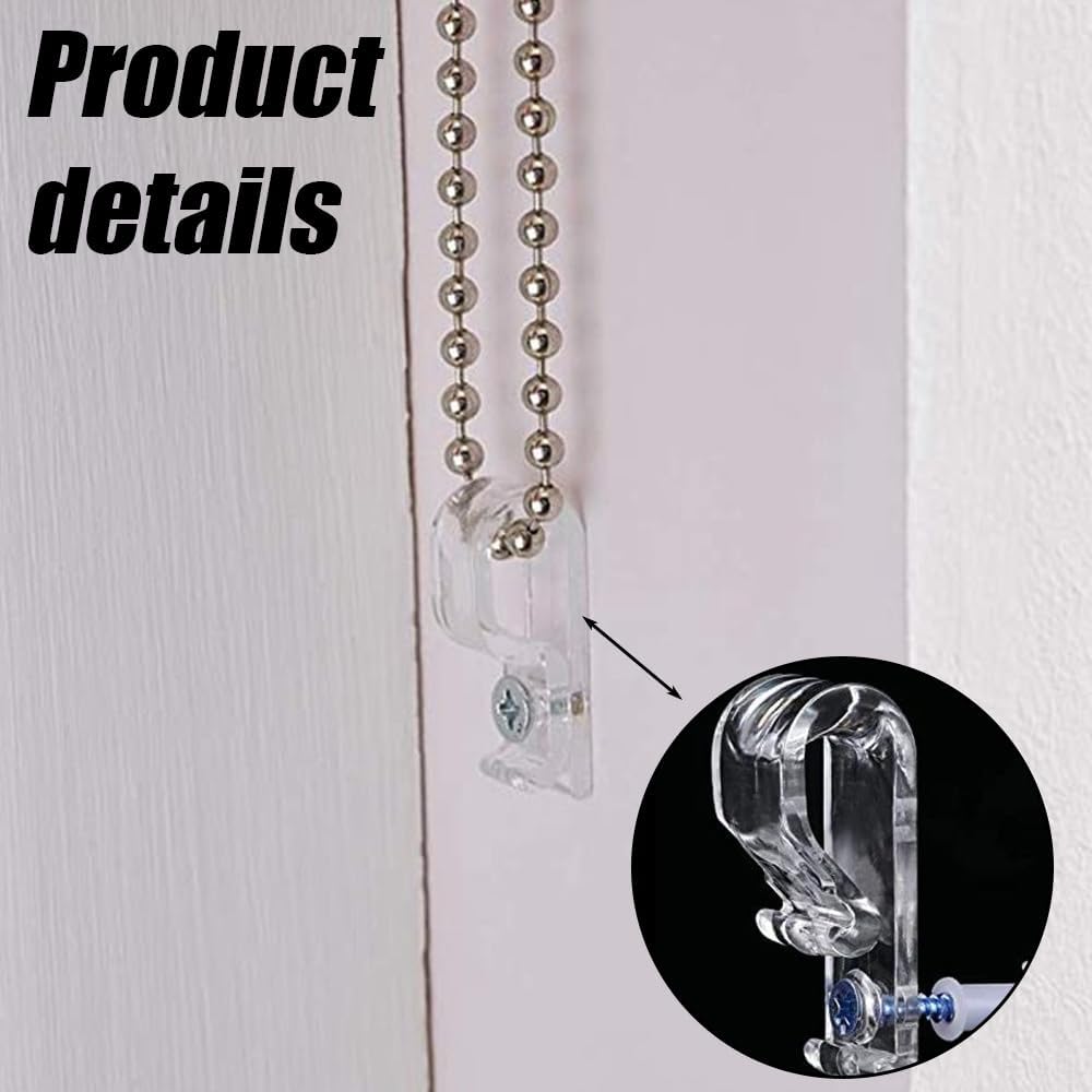 8 Pcs Roller Shade Clear Saftey Chain Retainer and Cord Guide Fixation Hook P Clip, Fixation Hook Bead Chain Tension Device with Screws for Roller Vertical and Roman Shades