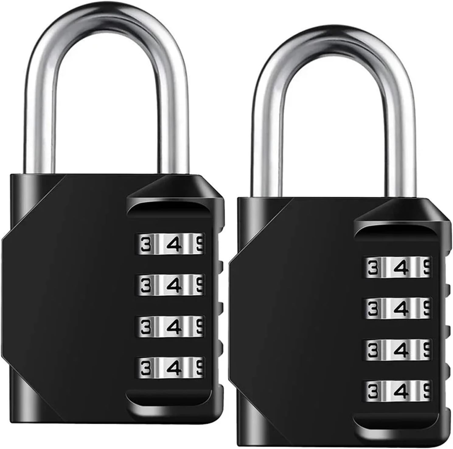 Combination Lock Resettable 4 Digit Padlock with Combination and Heavy Duty Combination Padlock Outdoor 1Pcs(Black)