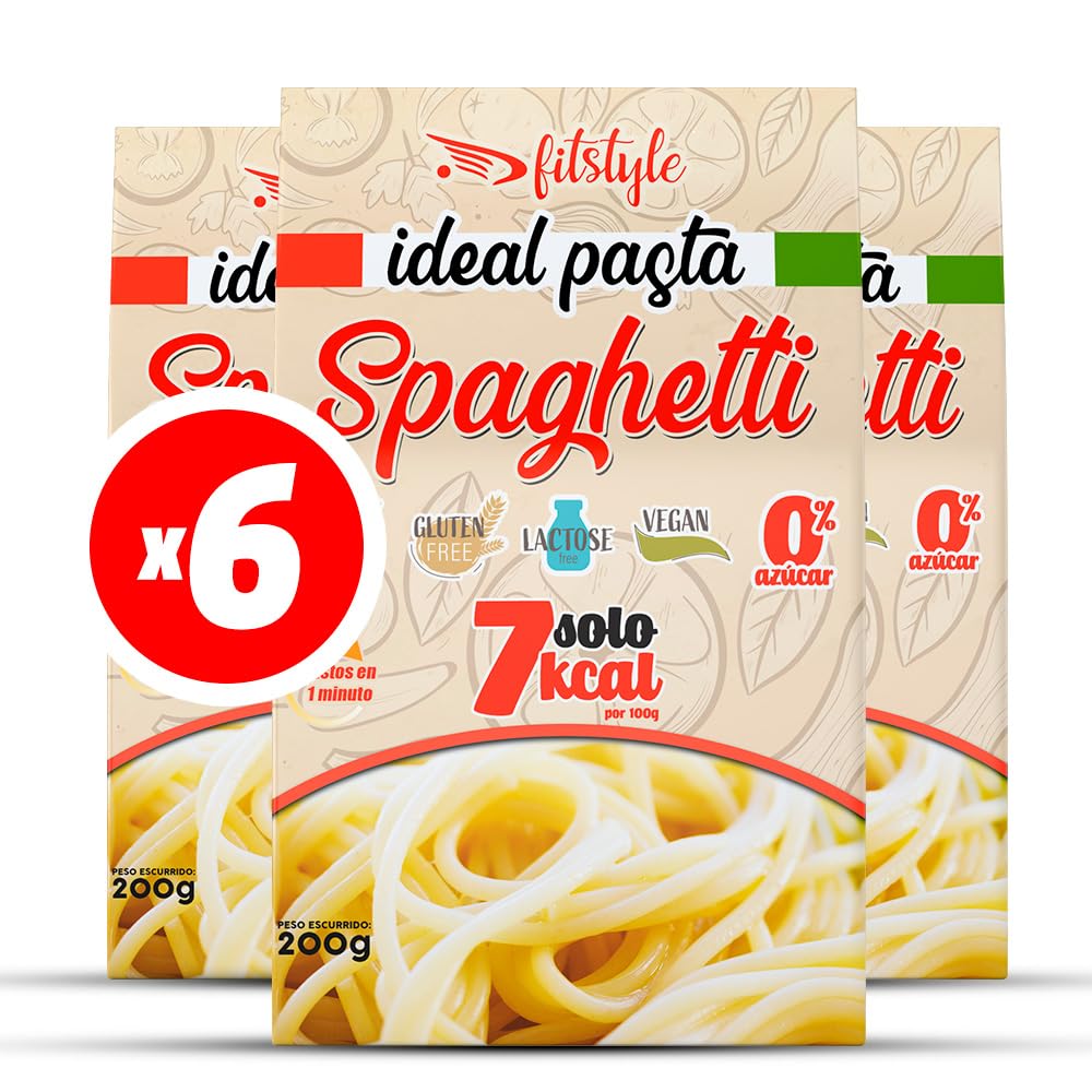 (x6) Pasta Konjac FITstyle | Konjac | Sin calorías | Saciante | Escurrir, aliñar y listo (6 x Spaghetti)