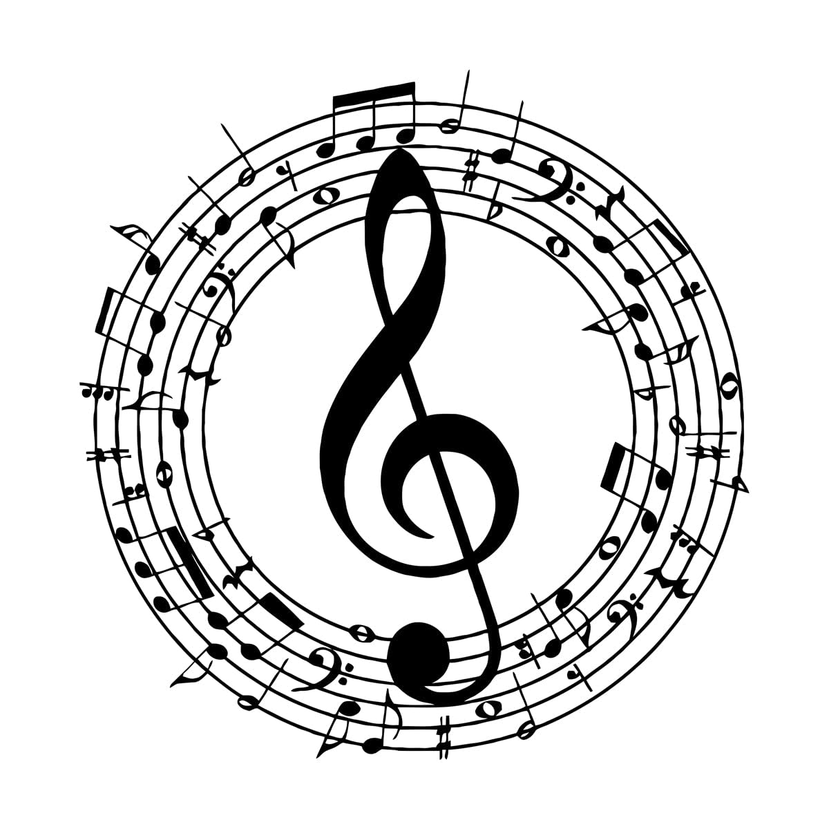 Ergou Stickerdecal-85192 Music Musical Beautiful Notes Treble Clef Wall Decals Paster Paper 36X37.1cm Equipped With Transfer Film Kit Black
