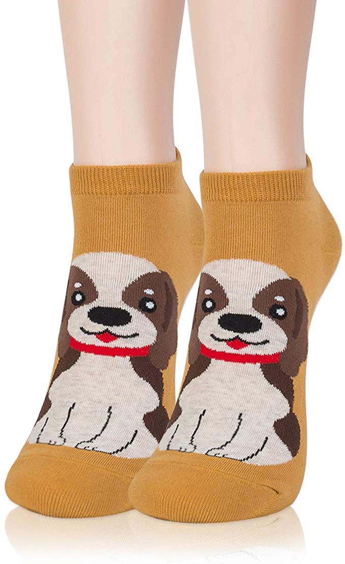malvina Women Cute Animal Printed Ankle Cotton Socks (Brown, Freesize)- (Pack of 01)-picture-9