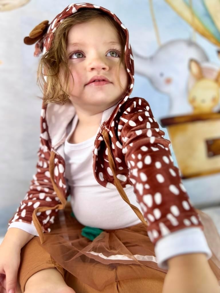 fioukiay Baby Girl Halloween Animal Outfits Infant Long Sleeve Romper Tutu Pant With Hooded Coat 3PC Clothes Set