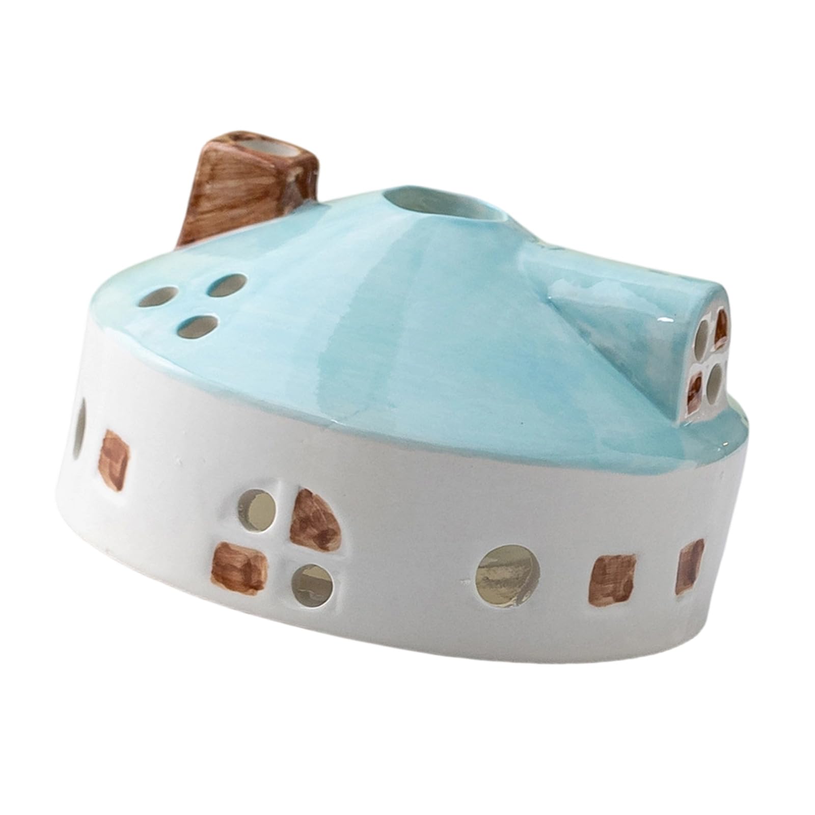 Tsophreniq Delicate Round House Shape Ceramic Incenses Burners Enhancing Home Ambiances Fragrances Scented Stove Ashes Tray Ceramic Incenses Burners