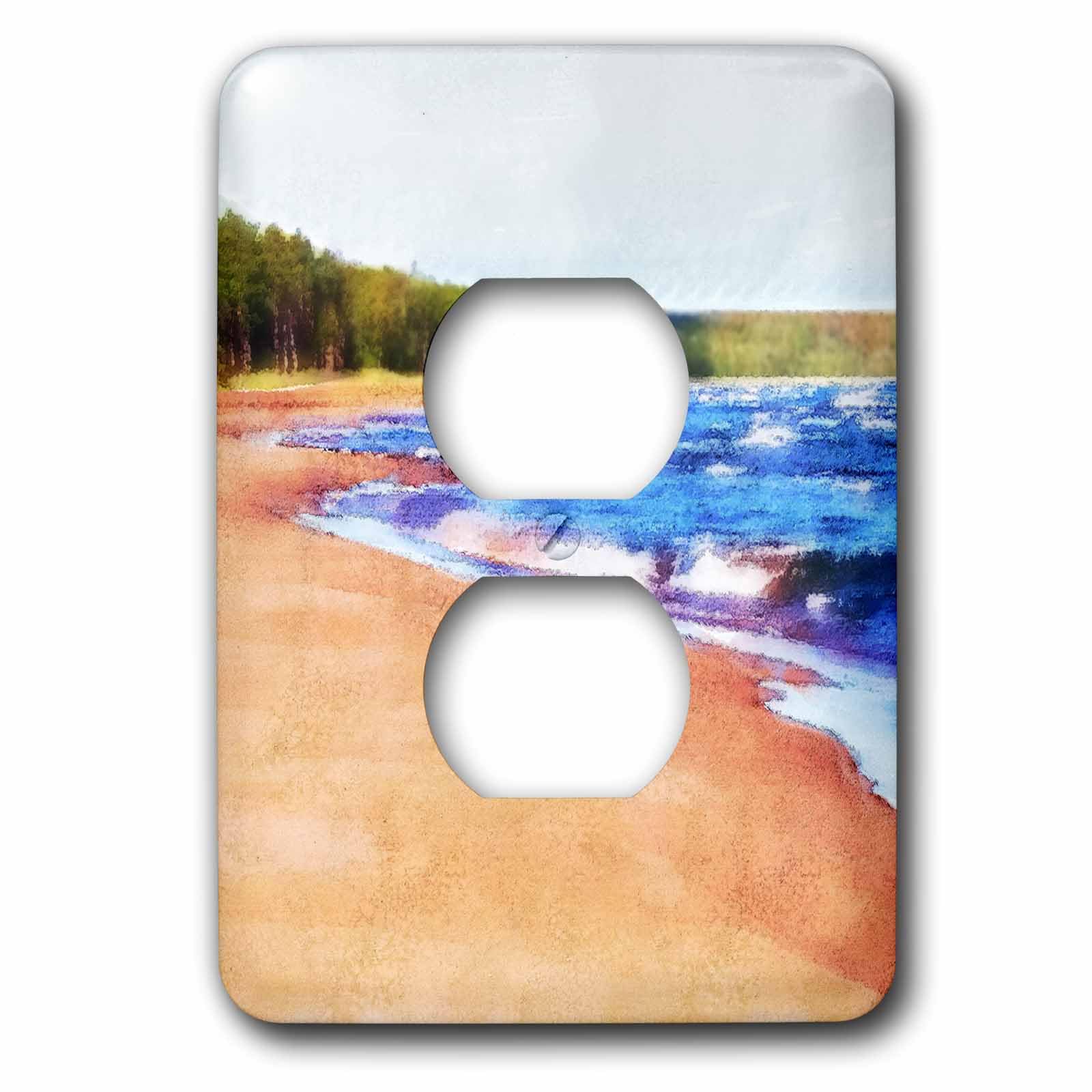 Lac Supérieur Michigan dans votre salon avec cette plaque interrupteur 3dRose
