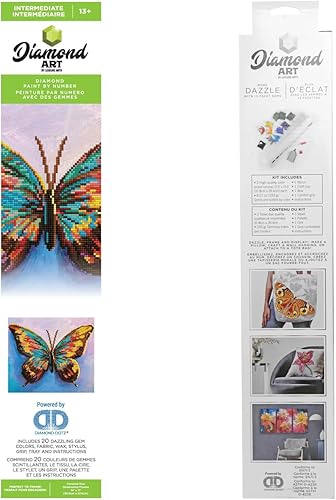 Miniatura 6 de DIAMOND ART BY LEISURE ARTS Mariposa de acuarela, 14 x 11 pulgadas, kits de pintura de diamante intermedio para adultos, arte para adultos, kit,