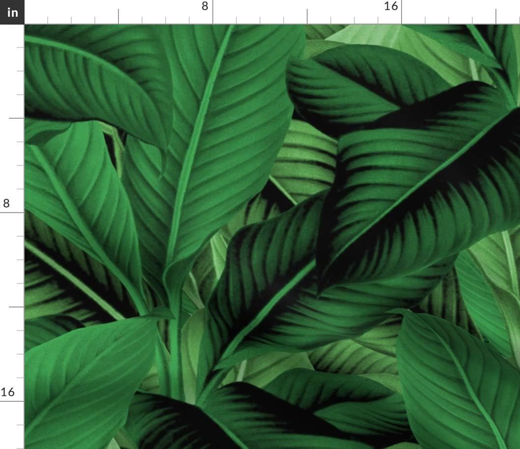 Spoonflower Fabric - Palm Jungle Green Island Botanical Leaves Tropical Classic Paradise Printed on Petal Signature Cotton Fabric by The Yard - Sewing Quilting Apparel Crafts Decor