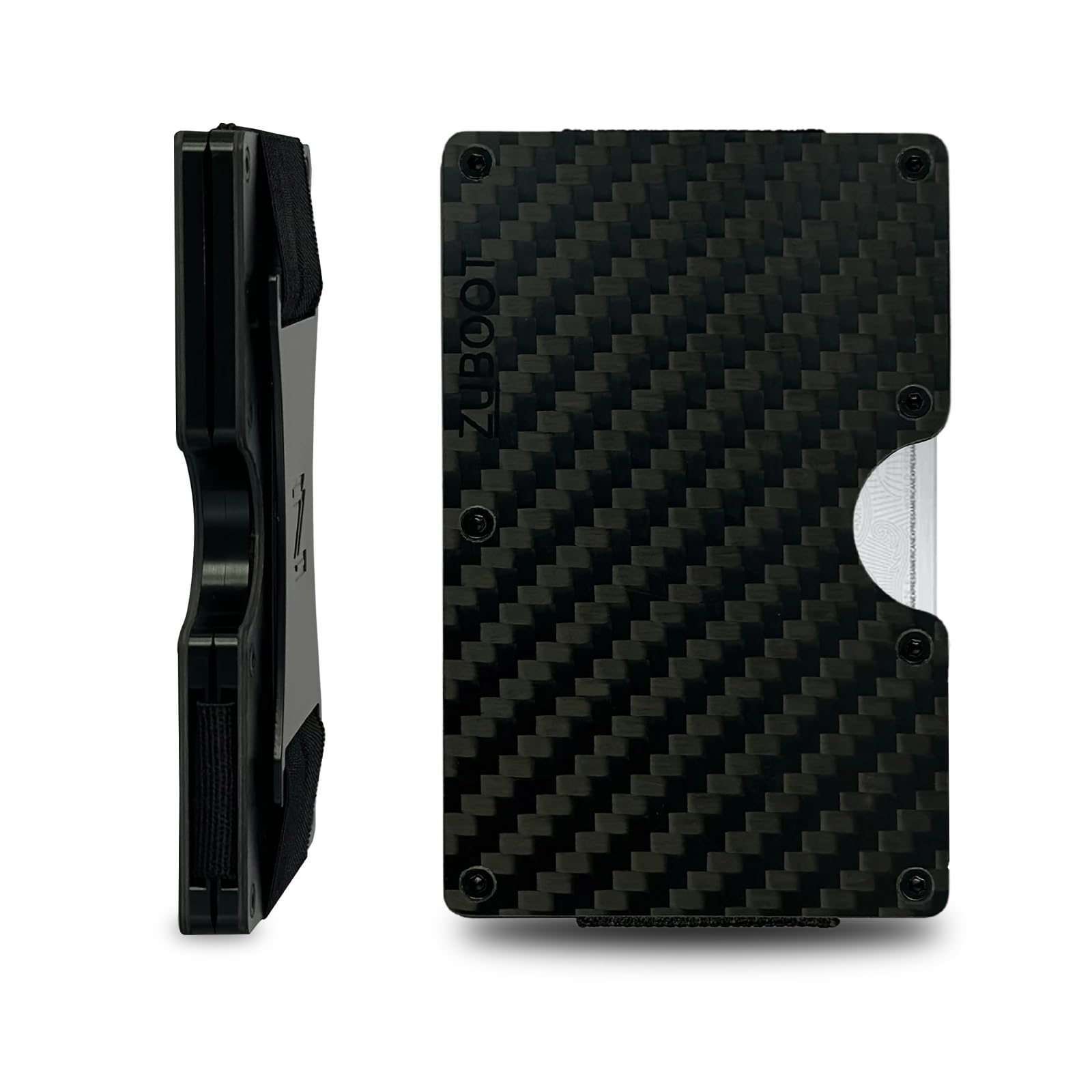 Carbon Fiber RFID Wallet for Men – Slim Minimalist Front Pocket Card Holder with Built-In Cash Strap, Holds 16 Cards – Lightweight, Durable, and Secure Everyday Wallet (Carbon Fiber, Cash Strap)