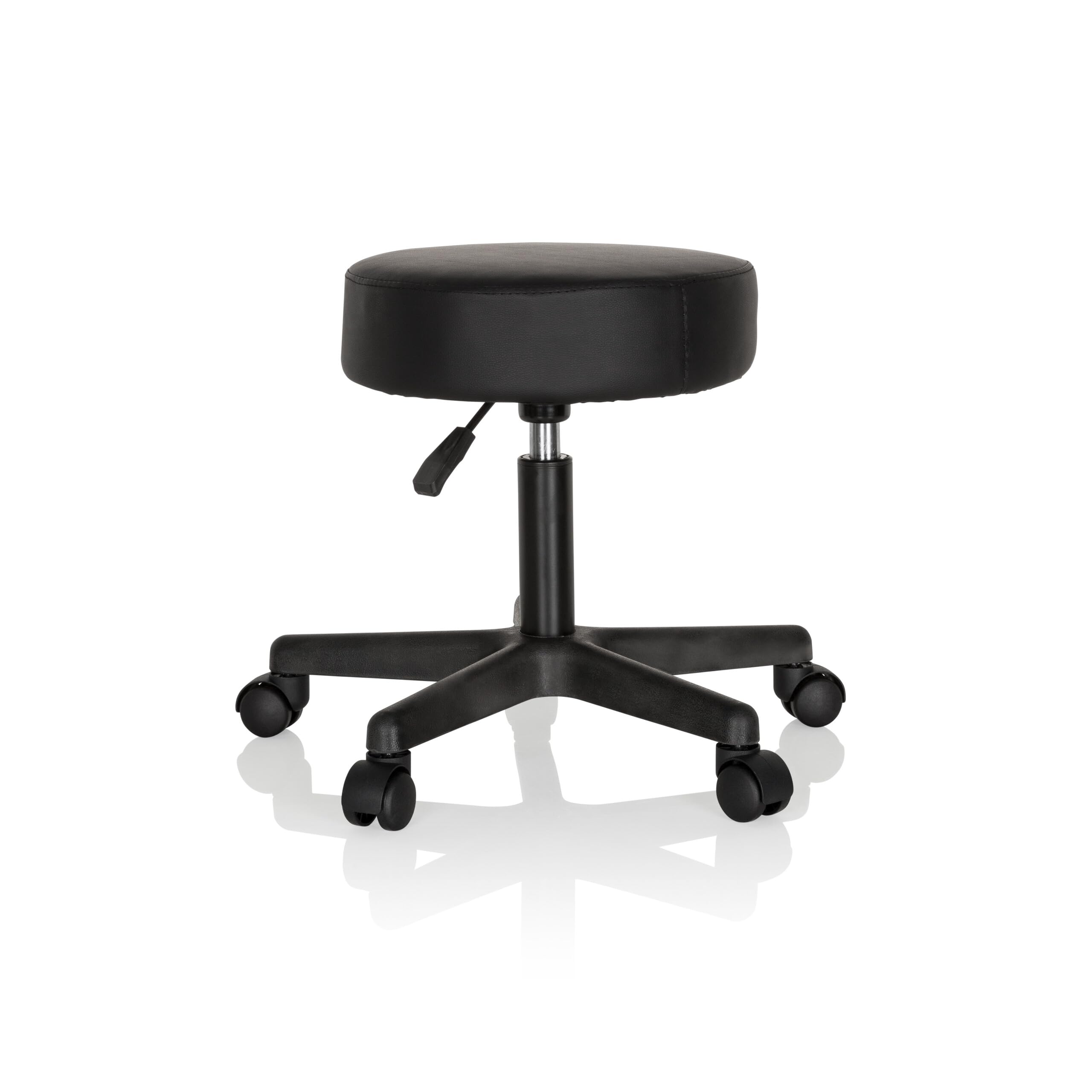 HJH Office 670926 Sgabello girevole OPERATOR I Finta pelle Nero Sgabello regolabile in altezza con rotelle