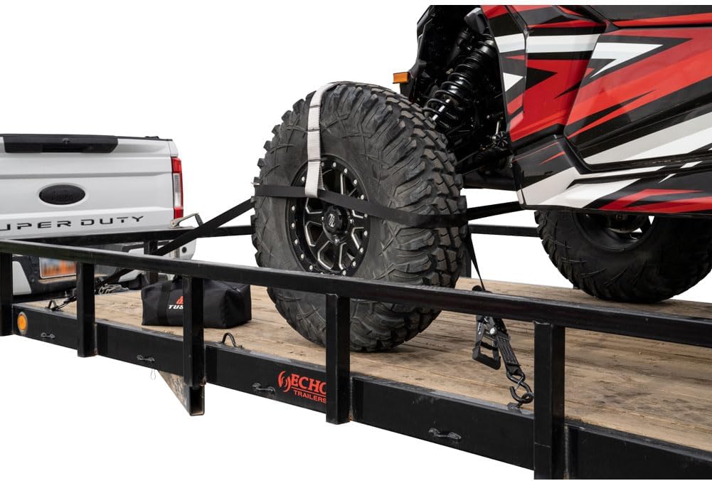 Tusk UTV Tire Bonnet Kit | Fits Tires 26" to 36" | Industrial grade nylon straps 1.5" rated for 6000 lbs | Front tire bonnet and dual purpose rear straps | Includes A-Arm protective sleeves, carry bag