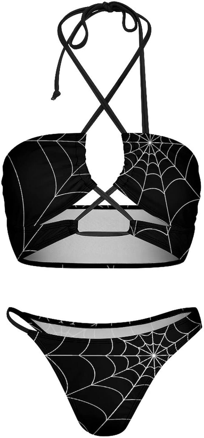 Goth Spider Web Women's Two Piece Bikini Set Halter Nepal Ubuy