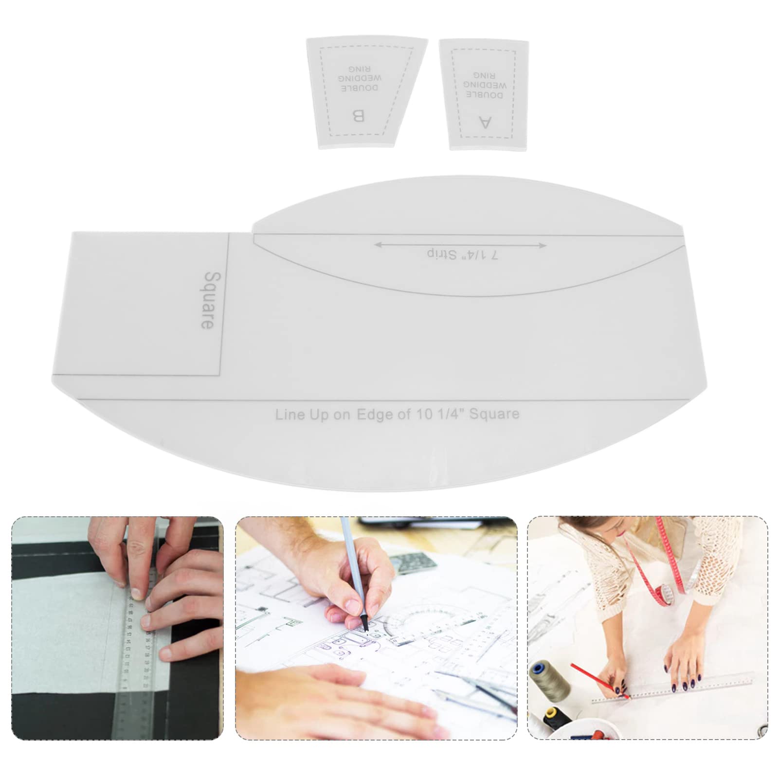 Set di righelli da cucito in acrilico trasparente fai-da-te con processo di stampa trasparente per l'artigianato di disegno di misurazione