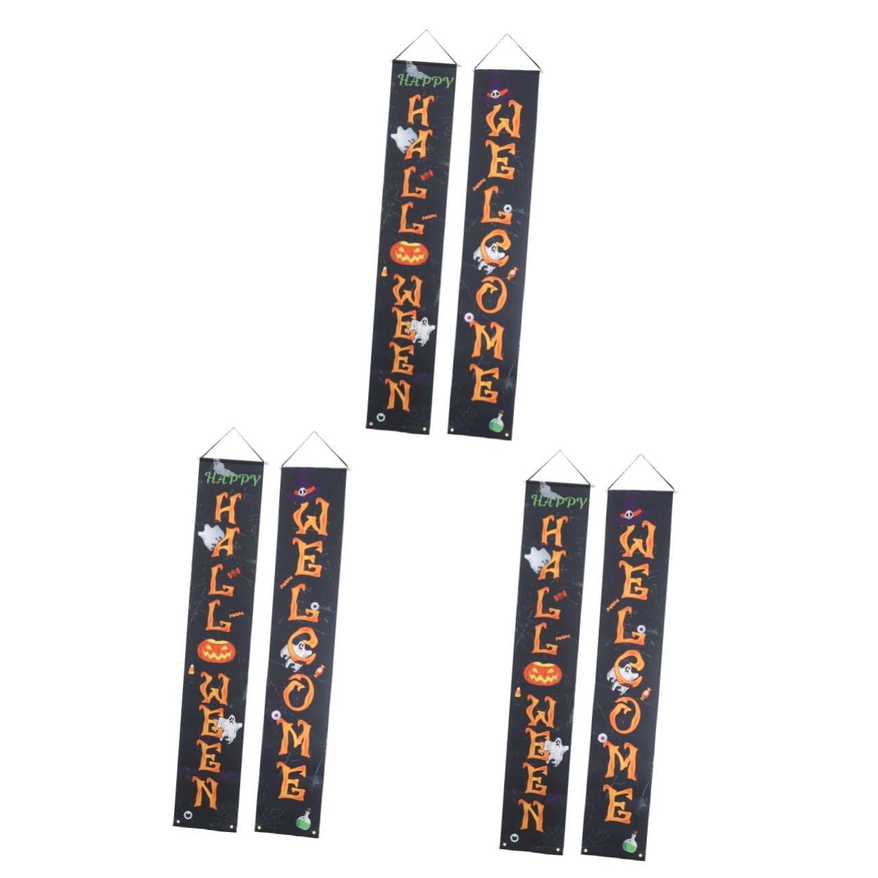ibasenice 3paare Halloween Türbanner Dekoration Happy Halloween Banner Aus Oxford Fronttür Veranda Und Fenster Wiederverwendbar Und Auffällig Für Partys Und Feste
