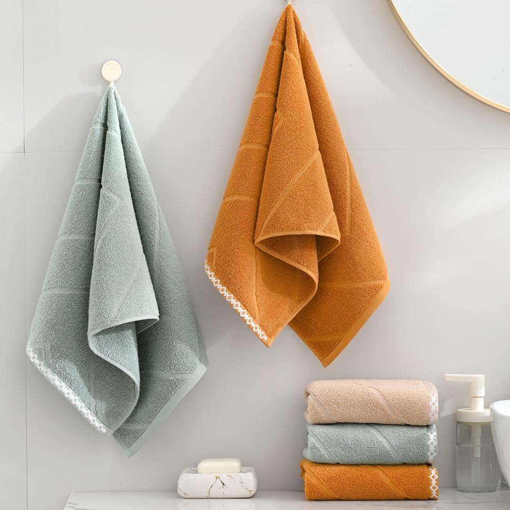 sense gnosis Sage Green Hand Towel Set of 2 Striped Weave 100% Cotton Super Soft Highly Absorbent Quick Dry Decorative Hand Towels for Bathroom 13x 29 Inch - Image 6