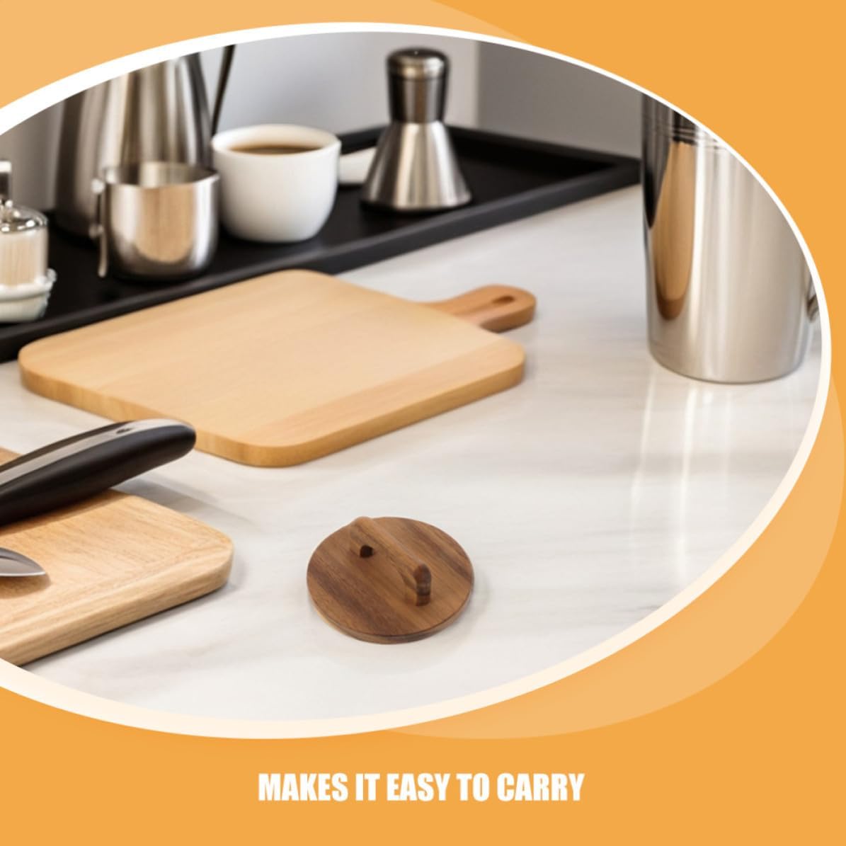 LABRIMP 2pcs Airtight Silicone Seal Canning Jar Lids with Wooden Handle, round Glass Storage Jar Covers with Acacia Wood Dustproof Seal for Food Preservation