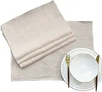 Amazhiyu Jogo americano 100% linho de tecido rústico para mesa de jantar, 35 x 48 cm, conjunto de 4, linho