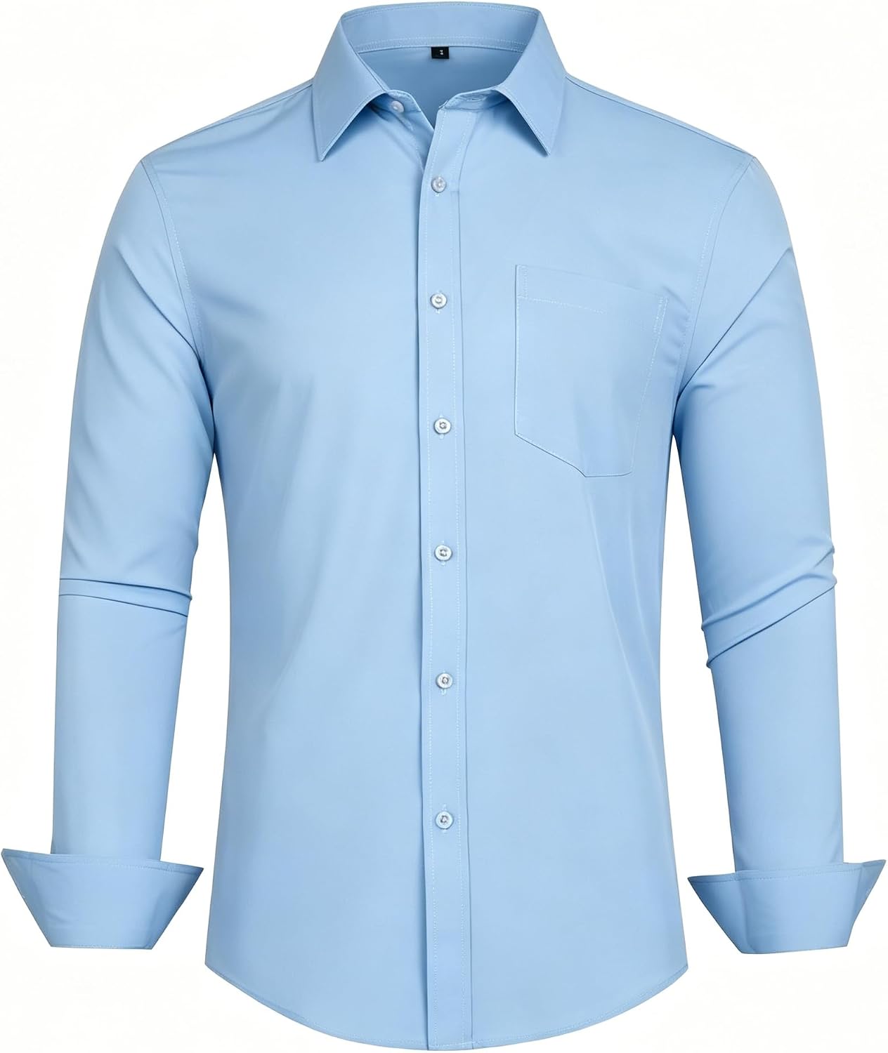 Men Button Down Dress Shirts Long Sleeve Casual Regular Fit Stretch Dress Shirt with Pocket Solid