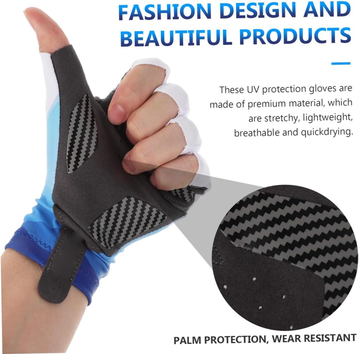 Half-Finger Fishing Gloves UV Protection Sun Gloves Breathable Lightweight Outdoor Mitts for Men Women Summer Fishing and Cycling