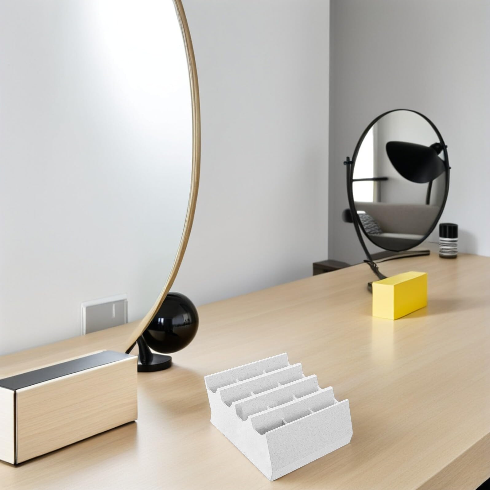 Organizzatore Scatola Multi-slot per Lame da Barba e Taglio Chioma 12 Scomparti in Pla Bianco Conservazione Sicura e Accesso Rapido per Uso in Bagno e Studi di Parrucchiere