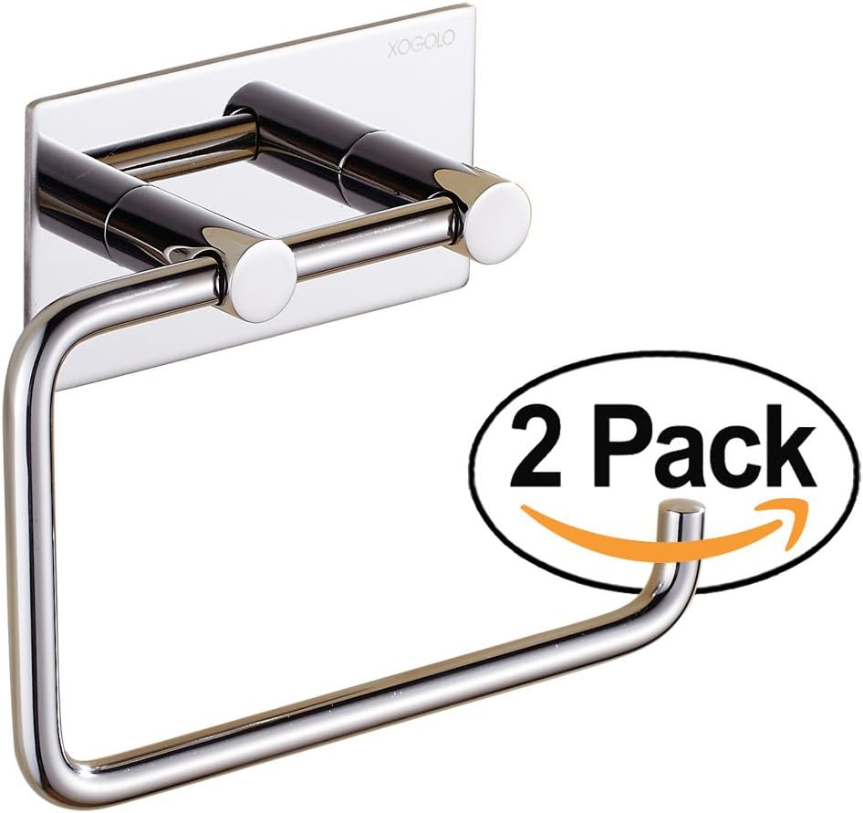 Xogolo Self Adhesive Toilet Paper Holder Wall Mount, 2 Pack, SUS 304 Stainless Steel, Kitchen Bathroom Towel Dispenser 3M Stick, Polished Finished