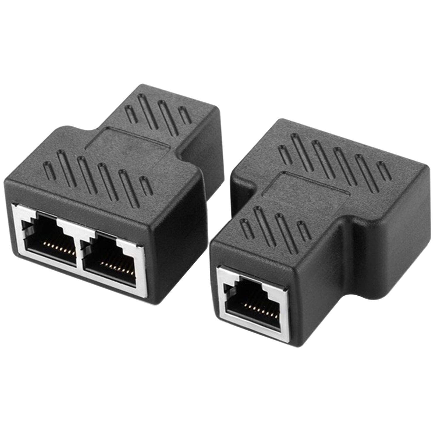 CARE CASE® RJ45 Splitter Adapter 1 to 2 Dual Female Port 8P8C Extender Plug LAN Network Socket Connector for Cat5/Cat5e/Cat6/Cat7 Coupler with Shield [Anti-Signal Interference](Pack of 1)