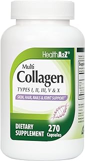 HealthA2Z® Multi Collagen Pills | 1735 mg | 270 Collagen Capsules | Types I, II, III, V & X | for Healthy Skin, Hair, Nails & Joint Support