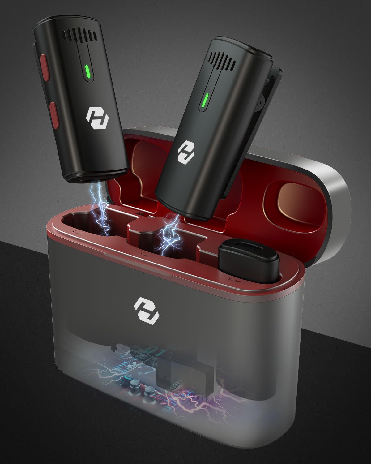 Sawate Professional Wireless Lavalier Microphones with Noise Cancellation and Voice Change Mode,656ft Transmission,20h Battery Life for iPhone/Ipad/Interview/Take Video/Recording/Vlogging/Meeting Professional-k10